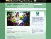 Virginia Autism Resource Center website screenshot