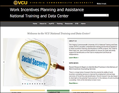 Work Incentive Planning & Assistance National Training Center (WIPA-NTC) website screenshot